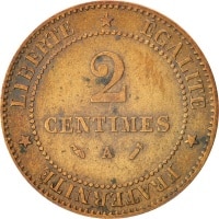 2 Centimes France KM#827.1. Obverse