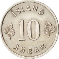 10 Aurar Iceland KM#10. Obverse