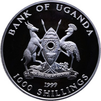 1000 Shillings Uganda KM#70. Obverse