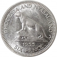6 Pence Rhodesia And Nyasaland KM#4. Obverse